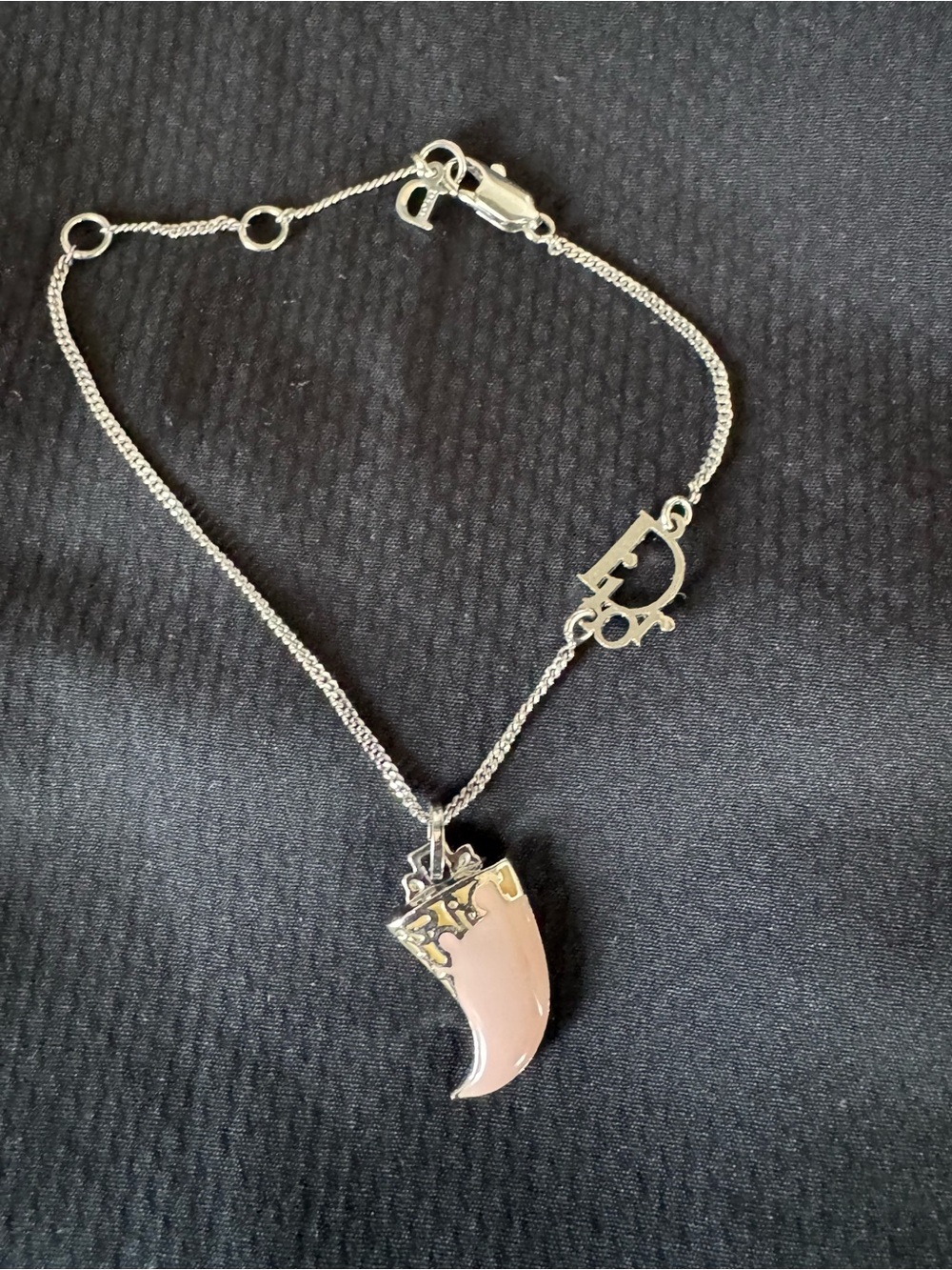 Dior Silver- Bracelet with Pink Horn Charm